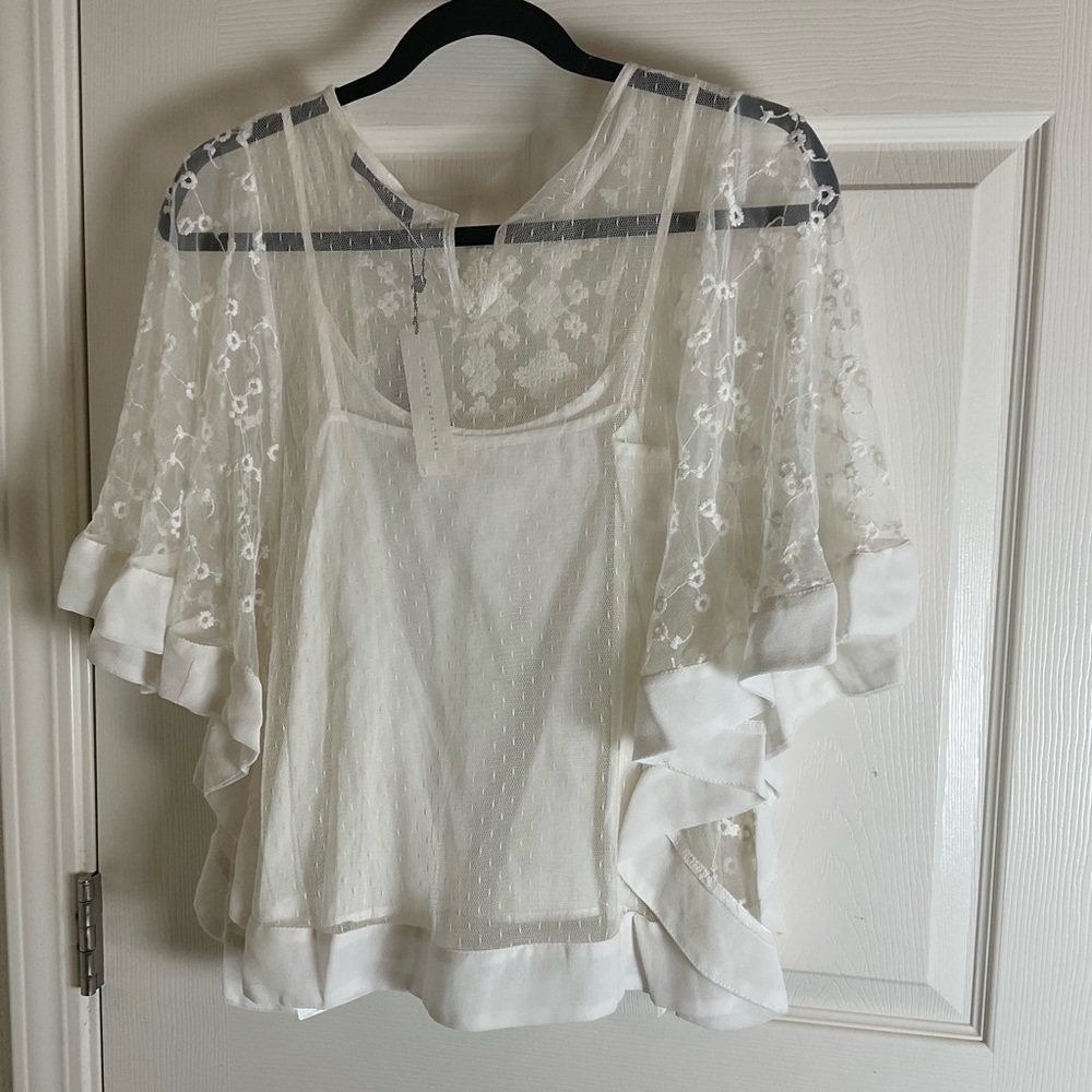 Zara Basic Collection Embroidered Lace Kaftan Top… - image 9